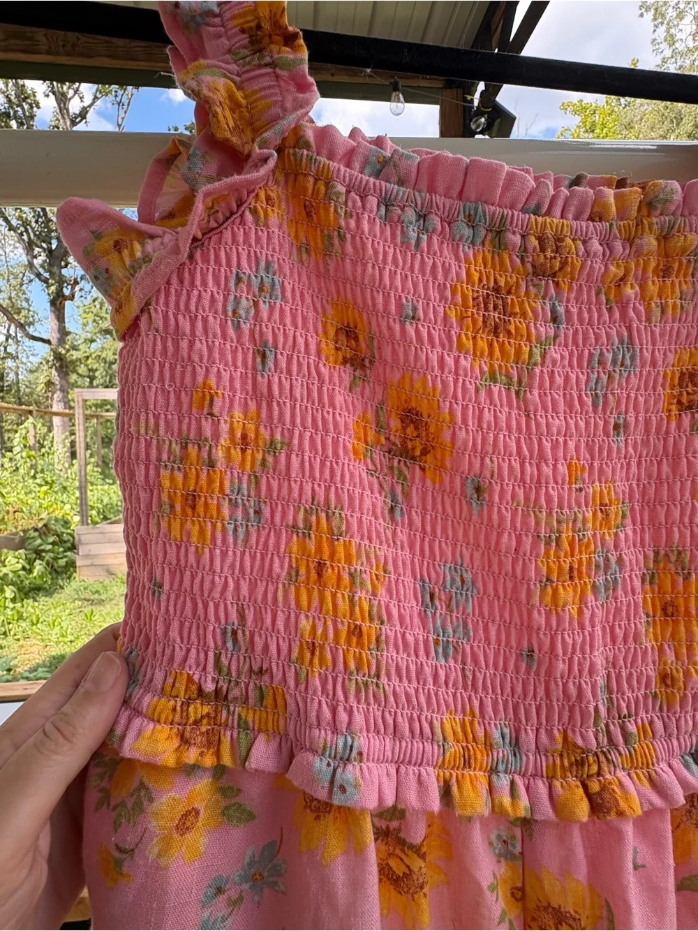 Girls' Pink Floral Smocked Jumper Old Navy size
